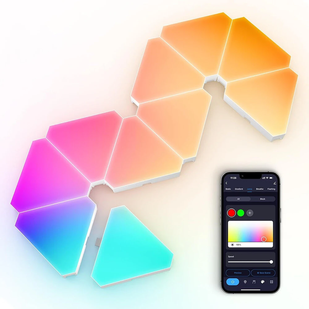 LIXINCORDA Smart RGBIC LED Triangle Light Panels Music Sync APP/Remote/Voice Control With Alexa & Google Wall Art & Room Decor (image for) LIXINCORDA Smart RGBIC LED Triangle Light Panels Music Sync APP/Remote/Voice Control With Alexa & Google Wall Art & Room Decor